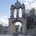 La struttura  qui dal 1959. Prima era collocato sulla facciata della chiesa di San Giovanni Battista. Quando questultimo edificio fu demolito, larco venne salvato e portato qui